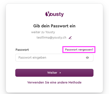 Passwort vergessen